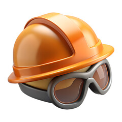 3D Render of Safety Helmet and Goggles -