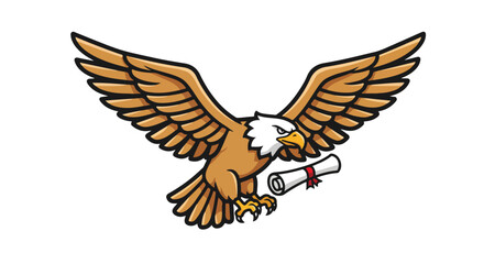 Obraz premium Cartoon eagle carrying diploma