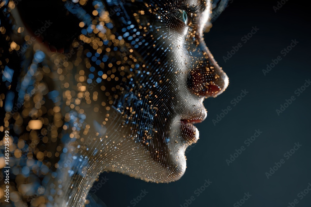 Aufkleber digital representation of human features showcasing the intersection of data science and engineering