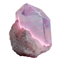 Beautiful Pink Quartz Crystal on Pink Mineral Base with Reflection