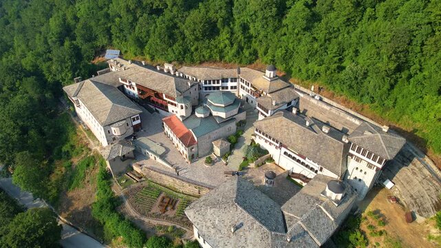 Close-up view of the Saint Jovan Bigorski Monastery, North Macedonia, showcasing its architecture