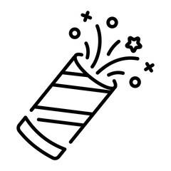 A linear style icon representing confetti