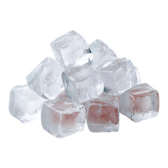 Obraz premium Fresh and Clear Ice Cubes Piled on White Background for Refreshing Drinks