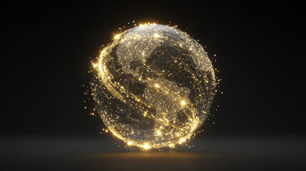 Glowing globe representation with interconnected lines and bright points, symbolizing global connectivity and technology. image evokes sense of innovation and unity across world