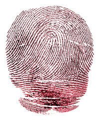 Colored fingerprint pattern isolated on a white background, top view. Ink thumbprint.