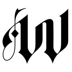Image of the letter W in uppercase, Gothic style. Typography, lettering, calligraphy and fonts