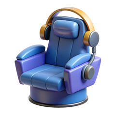 Isometric 3D virtual reality gaming chair on white background.