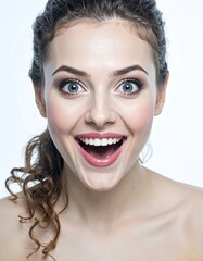 Close-up of a woman with an excited expression