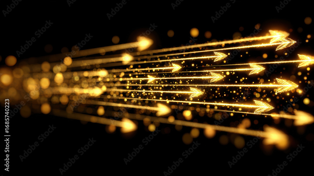 Aufkleber golden arrows create dynamic and vibrant visual effect, symbolizing speed and direction. glowing par