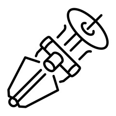 A line style icon showing space probe
