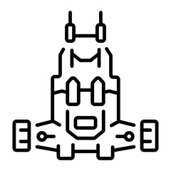 A line style icon showing interplanetary spaceship