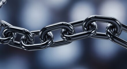 Obraz premium Intricate Metal Chain Links Interlocking with Industrial Steel Aesthetic
