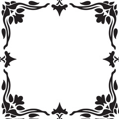 Obraz premium Decorative Black Border Frame Black and white vector illustration
