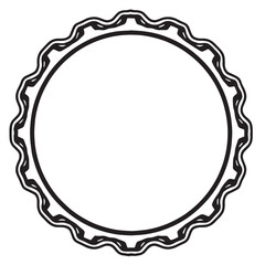 Decorative Pie Crust Frame Black and white vector illustration