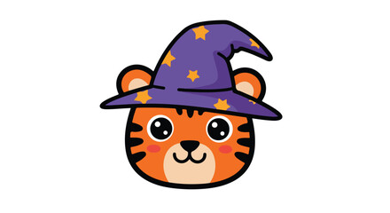 Cartoon tiger with wizard hat