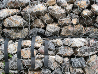 Gabion wall prevents the collapse of roads and rivers.