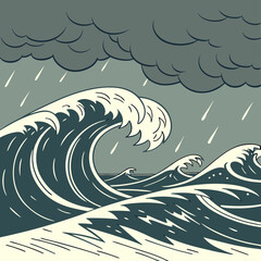 Hand drawn marine stormy weather