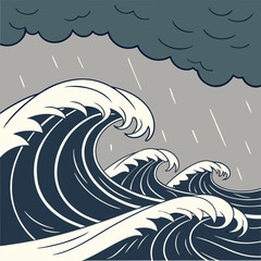 Hand drawn marine stormy weather
