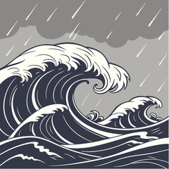 Hand drawn marine stormy weather