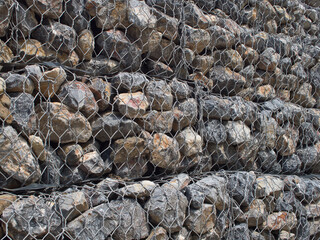 Gabion wall prevents the collapse of roads and rivers.