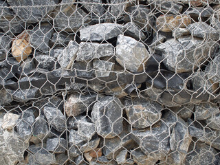 Gabion wall prevents the collapse of roads and rivers.