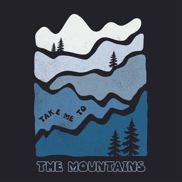 Vector illustration of a winter mountain landscape with a silhouette of a cartoon hill,
mountain art for t shirt, sweatshirt, perfects for men's women's kids boy.