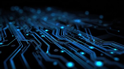 Circuit board design showcases intricate pathways and luminous connections reflecting advanced technology and innovation