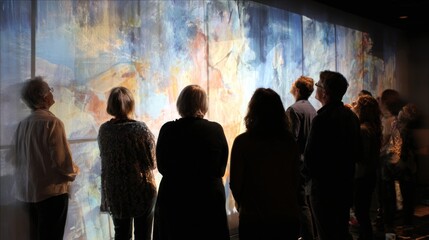 Obraz premium People admiring a large abstract painting