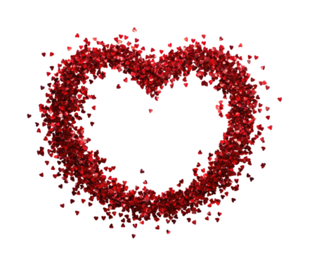 Red heart shape, formed from many small hearts