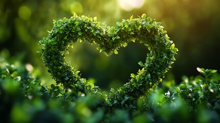 Heart shaped bush with soft green foliage and sunlight