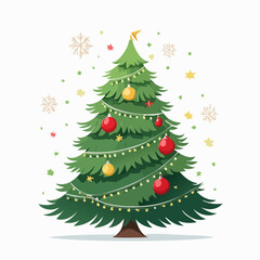 Festive Christmas Tree Decoration with Ornaments and Lights Holiday Season Celebration