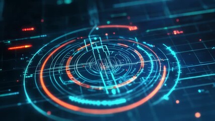 Futuristic head up display showing targeting system with radar and scope - Powered by Adobe