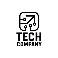 Tech Company Logo – Circuit Board Icon with Arrow Vector Design