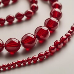 red beads on white background