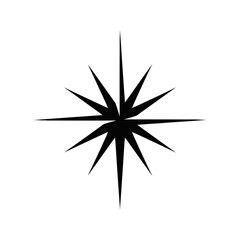 Obraz premium Vector art of a black abstract starburst or compass rose symbol isolated on a, representing direction or a point of reference