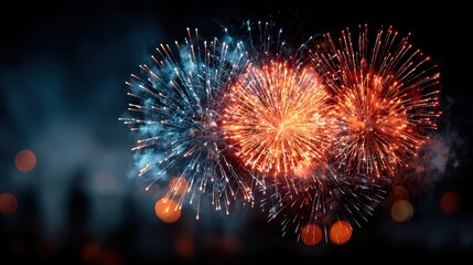 Fototapeta premium Spectacular Fireworks Display Against Night Sky Celebration Background