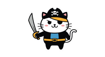 Cute cartoon pirate cat