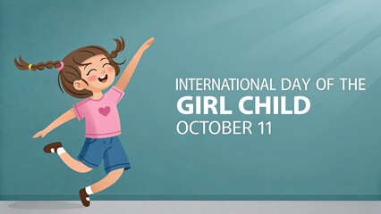 Joyful girl celebrates international day of the girl child on october 11