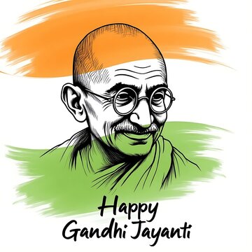 Mahatma gandhi portrait with indian flag colors for gandhi jayanti celebration