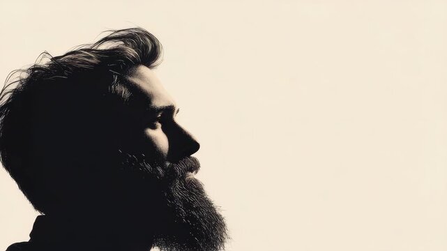 Profile of bearded man with vintage-style lighting