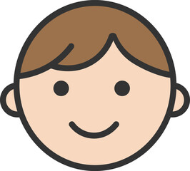Cute boy face icon. Smilling child avatar. Vector illustration.
