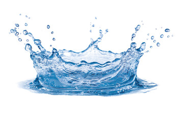 A vibrant, light-blue water splash against a black background. 