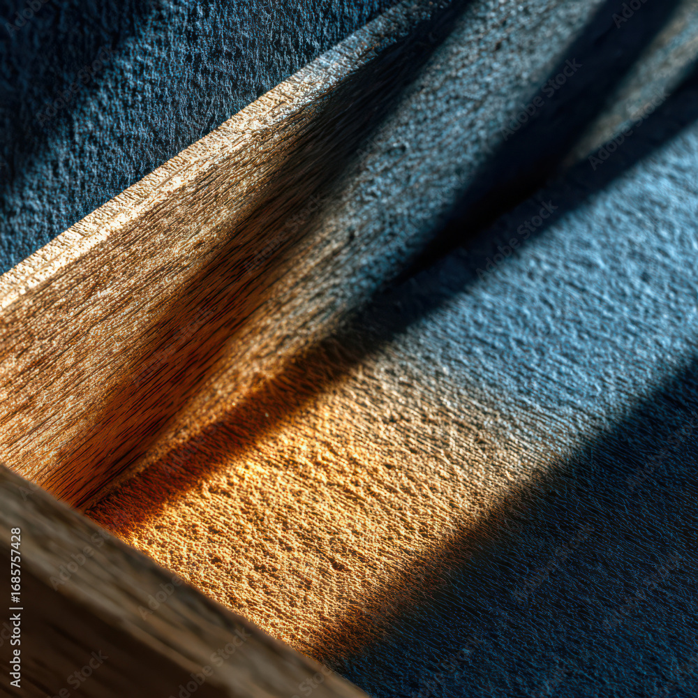 Poster sunlit wooden textures: a captivating interplay of light and shadow dances across the warm tones of 