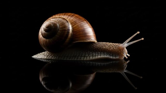 Snail shell isolated on black background studio shot