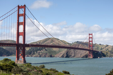 Golden Gate Bridge during the day in sunny weather in San Francisco.