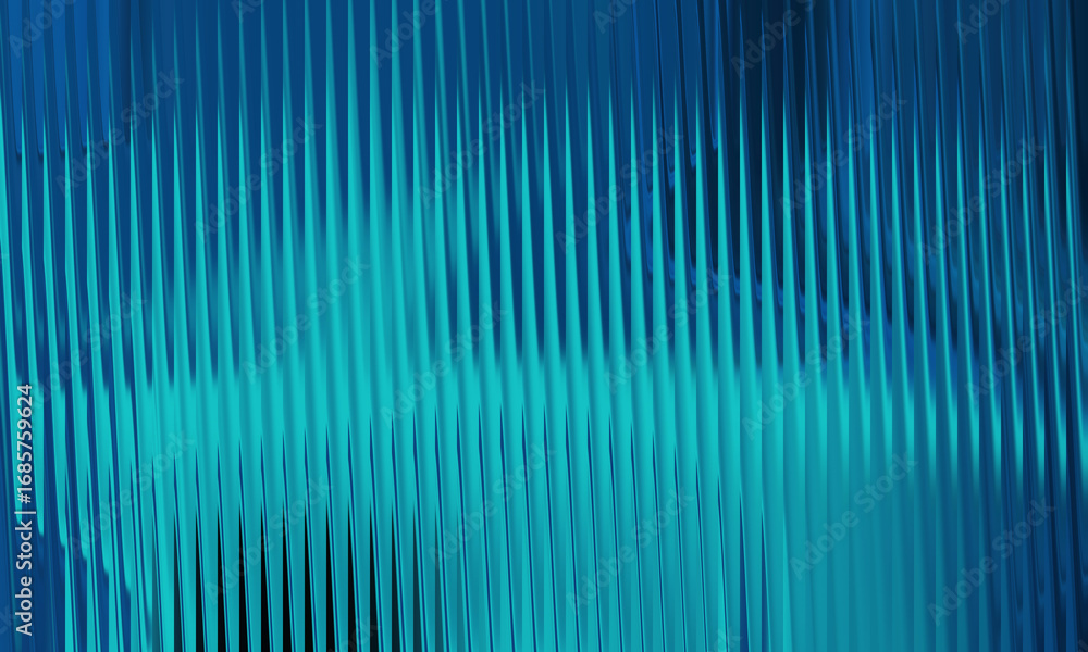 Poster abstract blue and turquoise wavy vertical lines pattern with light reflections and shadows