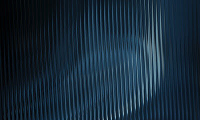 Abstract blue metallic wavy background with vertical lines and light reflections