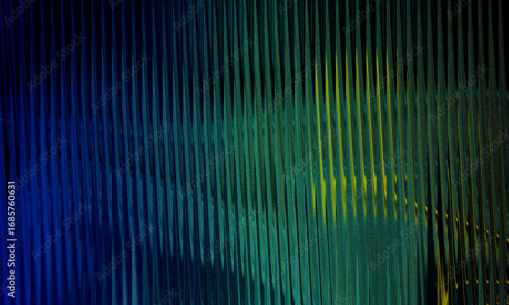 Poster abstract textured background with vertical lines in blue, green, and yellow hues, creating a vibrant
