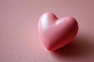 Fototapeta premium Realistic pink heart resting on a soft pink background creating a calming and affectionate atmosphere for decorative or artistic purposes