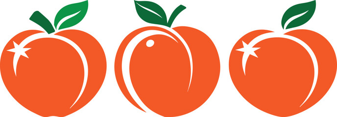 A set of Peach Fruit Vector Design Illustration Clipart Eps for logo	